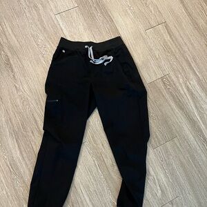 Figs Black Zamora Scrub Pants with Gray Drawstring